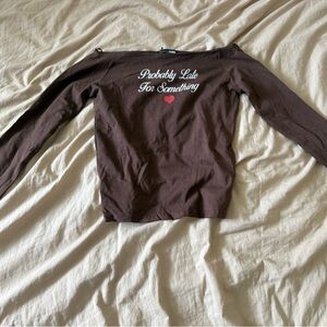 Fashion Nova Brown Long Sleeve Tee